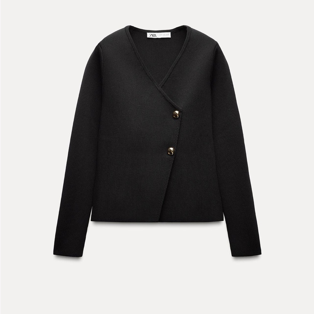 Black Zara asymmetrical knit cardigan size small